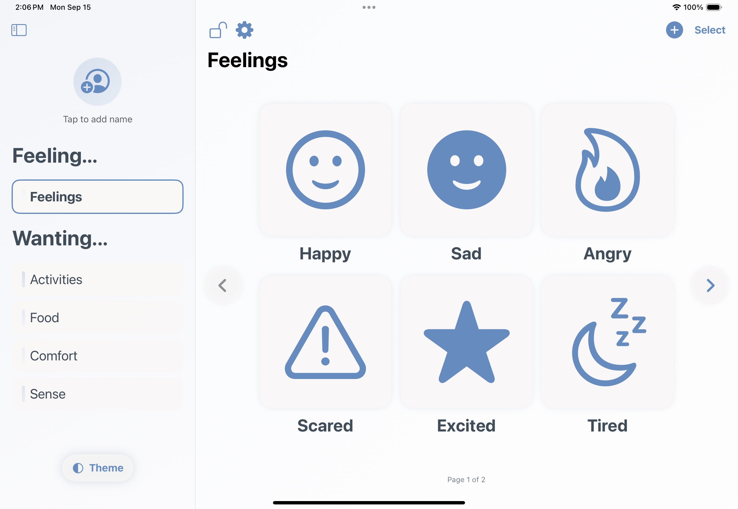 AAC for Me - Main communication interface with visual cards